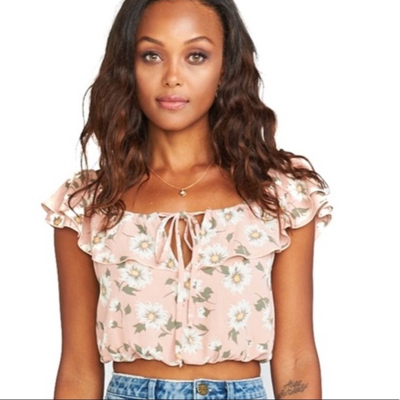 NWT Show me your Mumu Darla ruffle Floral crop top - Picture 1 of 6